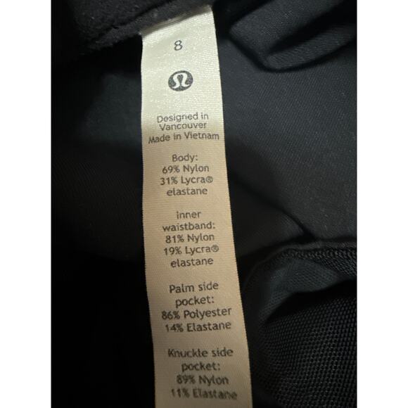 Lululemon Black Elastic Waist Straight Leg Activewear Paperbag Trousers Pants 8 - Picture 4 of 4